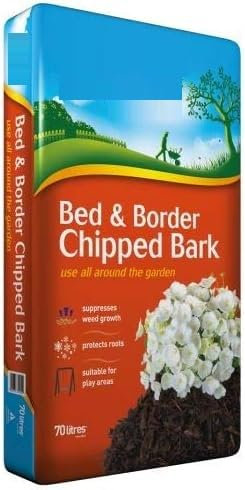 Indigo® Garden Bed & Border Chipped Bark – 70L Bag – Premium Mulch for Landscaping & Gardening – Weed Suppressant, Moisture Retention, Decorative Finish