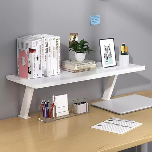 DYUNCZ Clamp on Desk Organizer Hylla, Clamp on Desk Hylla, Skrivbordsförlängningshylla, Flytande Skrivbordshylla, Clamp on Base, Justerbar Skrivbordsförlängare Sidobord(White,60cm/23.6)