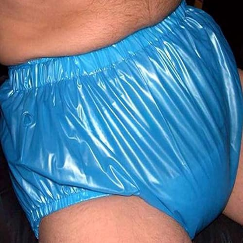 TOVCHEI Adult Pull on Plastic Pants Waterproof Nappy Reusable Incontinence Pants Anti-Side Leakage Physiological Diaper Covers,Blue,XXL