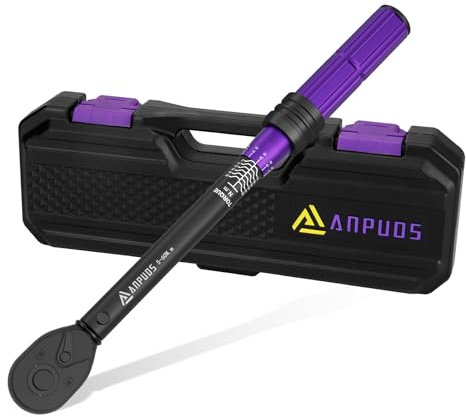 ANPUDS 3/8 Zoll Drehmomentschlüssel 5-60 Nm, ±3% Fehlergenauigkeit Fahrrad & Motorrad Drehmomentschlüssel mit 72 Zähne Wende Ratschenkopf für Fahrrad, Motorrad und Auto Zündkerzenwechsel