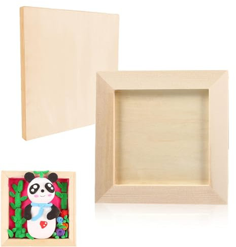 Cadre Photo en Bois à Peindre 20 x 20 cm - DIY pour Toile, Mur en Liège, Tableau d'Affichage avec Bois à Peindre