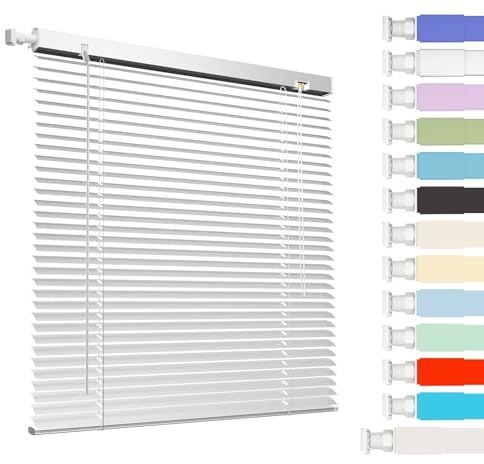 Interior Persiana de Aluminio Sin Taladrar, Persianas Venecianas Aluminio de Ventanas, Privacidad Aislamiento Térmico Horizontales Stores para Ventana, para Cocina Dormitorio Salón Baño(Silver)