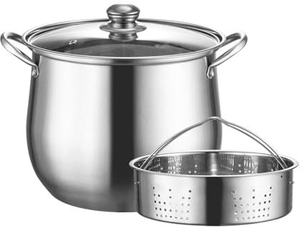 GAOAZHEN Stock Pot - Stock Pot With Steamer Basket, Stainless Steel Stockpot, Nonstick Stock Pot Cooking Pot With Lid And Heat-Proof Double Handles For Soups, Stews And Pasta(26cm/9L)
