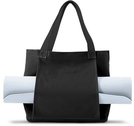 Bolsa de yoga para mujer, 45 x 35 x 15 cm, bolsa de deporte, bolsa de viaje, con compartimento húmedo, soporte para botellas y cremallera completa, esterilla fácil de quitar, para esterillas de yoga y