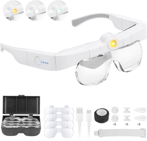 Magnifying Glass with Light, 1.5X-5.0X Magnifying Glasses, Headset