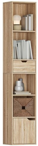 HOMCOM Bibliothèque, Étagère à Livres 30 x 24 x 158 cm, Bois Naturel