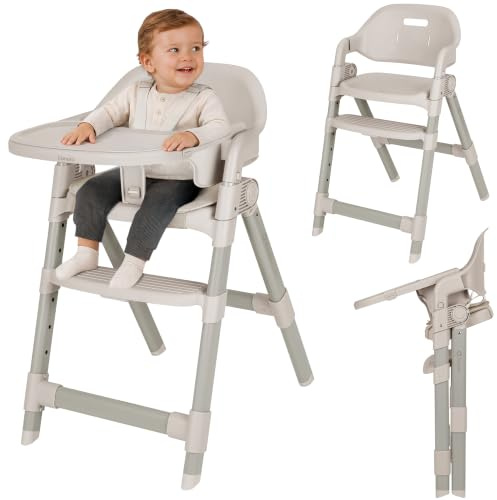 Lionelo Matt Chaise Haute Bébé 3 en 1, Pliable et Évolutive, Beige | Dès 6 Mois, Assise et Repose-Pieds Réglables, Plateau Lave-Vaisselle, Harnais 5 Points, Coussin Doux, Jusqu’à 110 kg