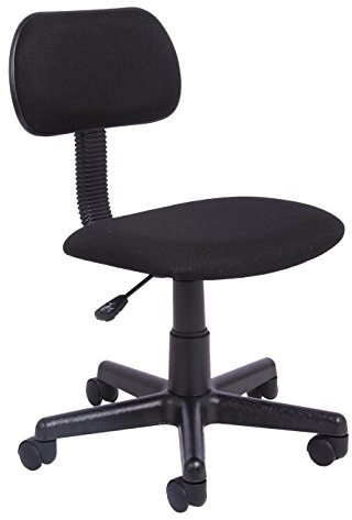 Office Essentials Office Chair for Home No Arms, Small, Compact, Office Computer Chair, Height Adjustable Desk Chair, Fabric, Black, 54 x 54 x 73.5 cm