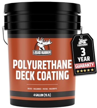 Liquid Rubber Polyurethane Deck Coating – 10X Stronger Than Traditional Deck Paint & Deck Stain – Flexible, Waterproof Sealant for Wood, Concrete & Plywood – Textured Finish – Neutral Beige – 4 Gallon