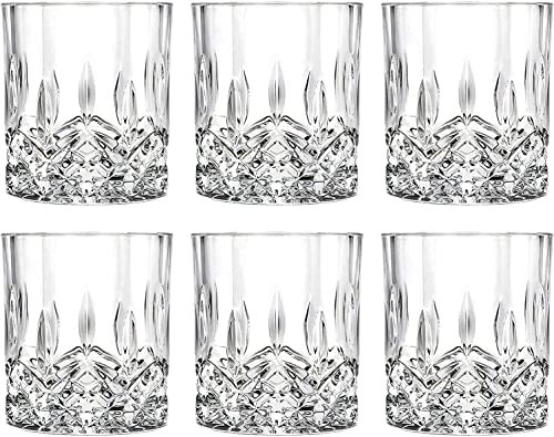 Zcoolo Juego de 6 Vasos de Whisky 300ml/10oz, Vaso de Whisky Robusto Cristalino Sin Plomo para Escocés, Borbón y Más, Con Caja de Regalo (A)