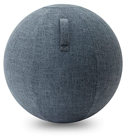 ELYAVO Silla de bola de ejercicio, pelota de yoga con cubierta para el hogar, oficina, entrenamiento de equilibrio, bola de estabilidad, 65 cm, gris oscuro