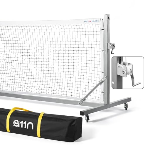 A11N Sports Pro Pickleball Net with Wheels and Hand Winch, Tournament Regulation Size, Anti-Sag Design, Perfect for Outdoor Court & Indoor Gym Floor