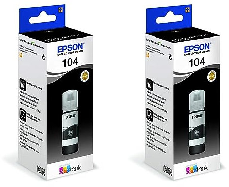 Epson EcoTank 104 Black Genuine Ink Bottle,Single (Pack of 2)