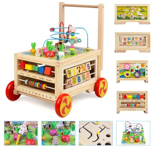 KABENFIS Holz Activity Cube mit Rädern für Jungen und Mädchen