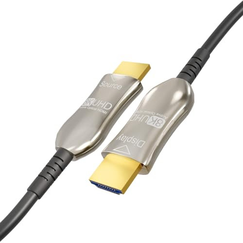 Cablelera 8K UHD CMP HDMI Cable 2.1, Hybrid Active Optical Cable (AOC), 48Gbps Ultra Fast Long Distance Data Transmission, eARC, HDCP, NVIDIA, AMD, PS5, Xbox, Gaming, Movie, Plenum Rated, 50ft