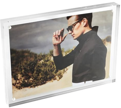 LocoMatrol A5 Acrylic Picture Frame， Magnetic Multi-Purpose Glass Effect Picture Frame， Desktop Frameless Magnetic Photo Frame