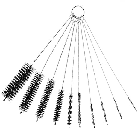 ALINK Reinigungsbürsten, 10 Stück Flaschenbürste, Flaschenbürste Lang, Milchschlauchbürste, Flaschenreiniger, für Reagenzgläser Teekanne Düse Trinken Strohhalme,Schwarz