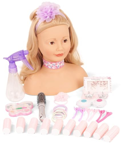 Götz 2492058 Haarwerk Signature Edition mit blonden Haaren, braunen Augen - 28 cm hoher Frisierkopf - Schminkkopf in 37-teiligen Set - geeignet für Mädchen ab 3 Jahren