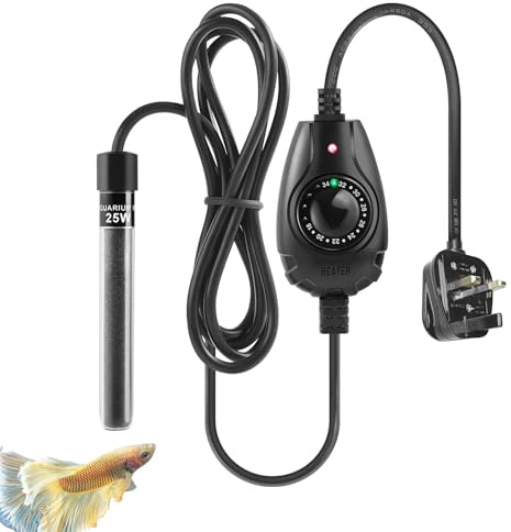 PYPABL Super Mini Aquarium Heater 15W 25W 35W, Nano Fish Tank Heater with External Controller, Adjustable Heater for 1-35L Small Fish Tank, Betta Heater for Fish Bowls (25W)