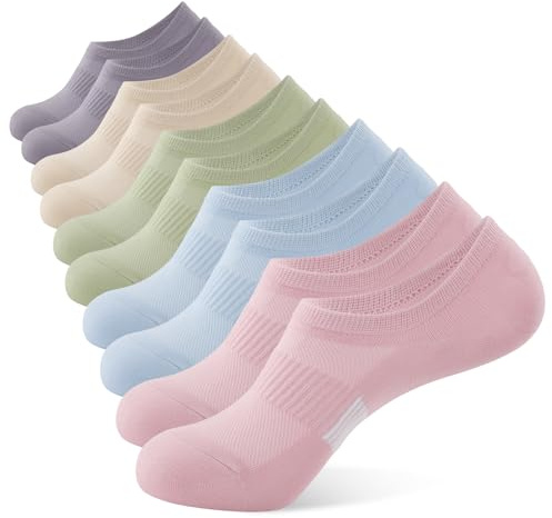BUDERMMY No Show Trainer Socks for Womens 5 Pairs Invisible Ankle Socks Cotton Non Non-Slip Silicone Stripes Low Cut Casual Socks Women (UK, Numeric, 6, 8, Regular, Regular, multicolour)