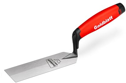 Goldblatt RED Margin Trowel, 5 x 2 Upgraded Ground Blade, Professional Masonry Tools, Heavy Duty One-Piece Forging, Durable High Carbon Steel, Soft Handle, for Spreading Mortar, Trimming Corners