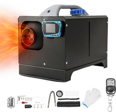 ShockFlo 5KW Standheizung Diesel 12V Lufterhitzer Tragbar Luft Dieselheizung Diesel Ruhig Air Diesel Heizung w/Schalldämpfer All-in-one Eine Löcher w/Fernbedienung LCD-Display Schwarz Toolbox-Stil 01