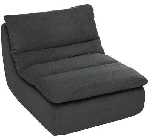 HOMCOM Bodenstuhl mit einteiligem ultrahochdichtem Schaumstoff, Bodensessel Lazy Sofa mit Samtoptik Meditationsstuhl Relaxsessel für Zuhause, Büro, Grau
