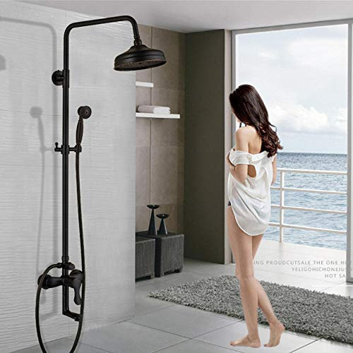 20 cm regn dusch vattenkran bad dusch vattenkran set väggmonterad mixer med handspruta 3-modell brytare varmt kallt vatten, YASAKUE
