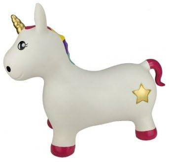 cavernedesjouets Hop ma Licorne sauteuse Arc en Ciel Etoile des 18 Mois - Set Ballon Animal Sauteur Gonflable et Carte Animal - motricite Bebe, Enfant - 50 kg Max