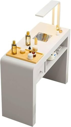 Professioneller Maniküretisch mit Staubsammler & LED-Lampe, Salon Spa Nagelschreibtisch Workstation mit Aufbewahrungsschubladen für Schönheit und Nagelpflege