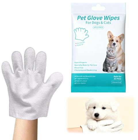 Zynqo Gants de Nettoyage pour Chien et Chat, Gants de Toilettage Nettoyants et Désodorisants, Poils de Chien et Chat, Visage, Oreilles, Yeux, Pattes, Lingettes de Toilettage pour Animaux Domestiques