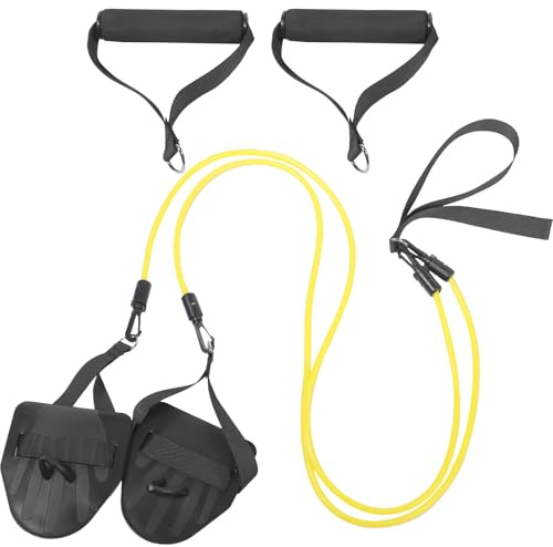 JECOMPRIS Ceinture de Résistance Natation Jaune 20 LB en Néoprène, Bande Élastique Multifonction pour Entraînement Bras, Corde D'entraînement de Natation, Accessoire Piscine pour Nageurs