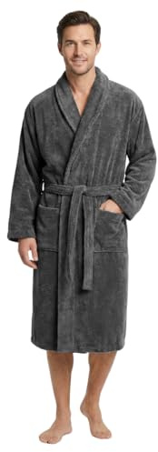 CHARCOAL GREY Bathrobe UNISEX shawl collar Terry Towel 100% COTTON UNISEX Stars & Stripes brand Bathrobe S/M