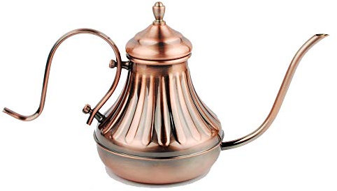NWFashion Copper Pour Oven Coffee Kettle Gooseneck and Narrow Spout Electric Drip Stove Top Tea Pot (650ml)