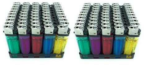 TEMPO DI SALDI 100 Accendini Colorati Trasparenti In Due Box Da 50 Con Accensione A Pietrina