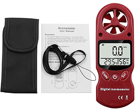 Anémomètre numérique testeur de vitesse du vent avec rétroéclairage LED pour planche à voile, cerf-volant, voile, surf, pêche (rouge)