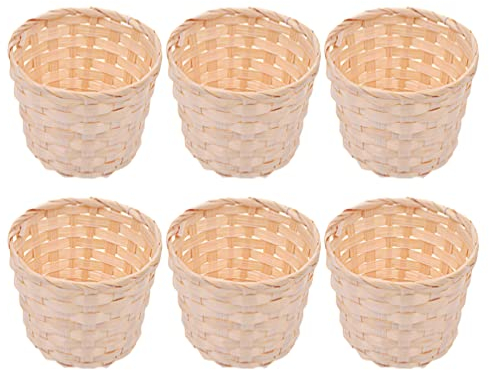 PATKAW Kleiner Geflochtener Korb 6 Stück Mini-Aufbewahrungskorb Desktop-Gewebter Korb Rund