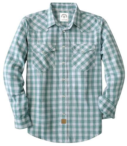Dubinik® flanellskjorta herr Långärmad flanellskjorta herr Pearl Snap Western Denim Vintage Pocket Rutig skjorta