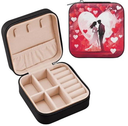 JUMBEAR Portagioie da viaggio per coppie di San Valentino, da donna, portagioie da viaggio, piccolo portagioie per collane, bracciali, orecchini