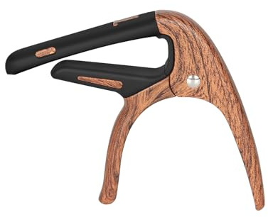 SGPRO Cejillas para guitarras acústicas, eléctricas y ukelele, aleación de zinc superior y silicona (veta de madera minimalista)