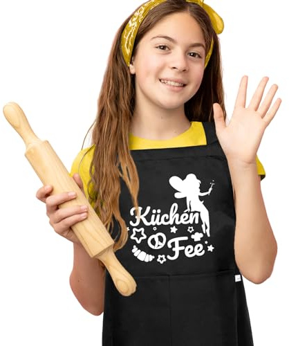 FUKPO Grembiule da cucina per bambini, in cotone, per la scuola, per bambini, per la cucina, per la pittura, personalizzabile, divertente, regolabile, grembiule da cucina (4-12 anni)