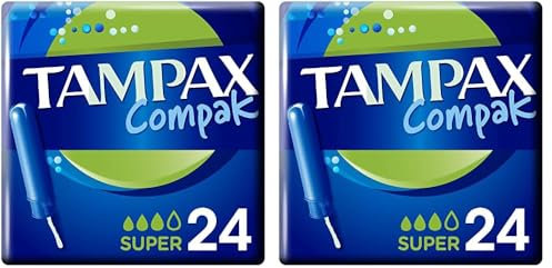 Tampax Compak Super Almohadillas Con Aplicador X24, Protección Y Comodidad Durante Su Periodo (Paquete de 2)