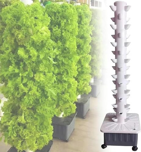 WJYTDHIQS Tour hydroponique 15 étages 45 Trous, système de Culture aquaponique, kit de Culture de gardeéroponique pour Herbes, Culture sans Sol, Fruits et légumes avec Pompe hydratante