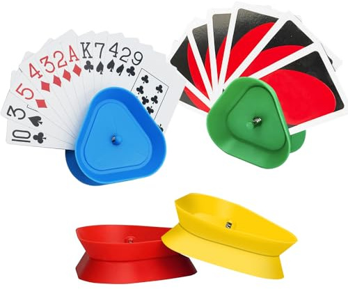 KAWAAN 4 soportes para tarjetas de juego, portatarjetas de juego para niños y adultos, 4 colores diferentes, plástico resistente y seguro