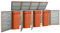 Utiny Mülltonnenbox für 4 Tonnen 276,5x77,5x112,5 cm Edelstahl