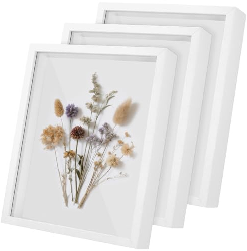 FUNSUEI Lot de 3 Cadres Photo 3D à remplir, 3 cm de Profondeur, en Bois 3D, 21,9 x 27 cm, Blanc, Profond, à remplir, pour Bricolage, décoration, Mariage, Cadeau