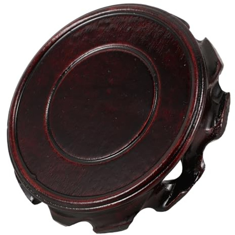 Yardenfun Support en Bois Massif Rond 3 pour Théière Yixing, Socle Décoratif Oriental, Rehausseur Stable pour Vase, Plante Intérieure, Décoration Maison