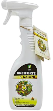Arciforte insetticida fungicida 5 Azioni, Fitoprotettore Naturale Spray Pronto all'Uso, con Olio di Neem, Ortica e Sapone Molle Potassico, 750 ml