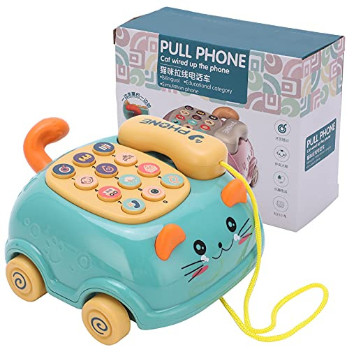 Vroomoto Leksakstelefon Barn Mobiltelefon Tidig Inlärningstelefon Bil Tvåspråkig Simulering Katttelefon Väderigenkänning Simulerad Ringsignal med HiFi-ljud för Barn (Grön)