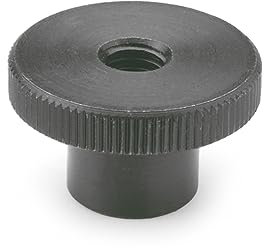 Ganter Normelemente | Dado zigrinato alto – DIN 466-M5 | Acciaio brunito | 20 pezzi